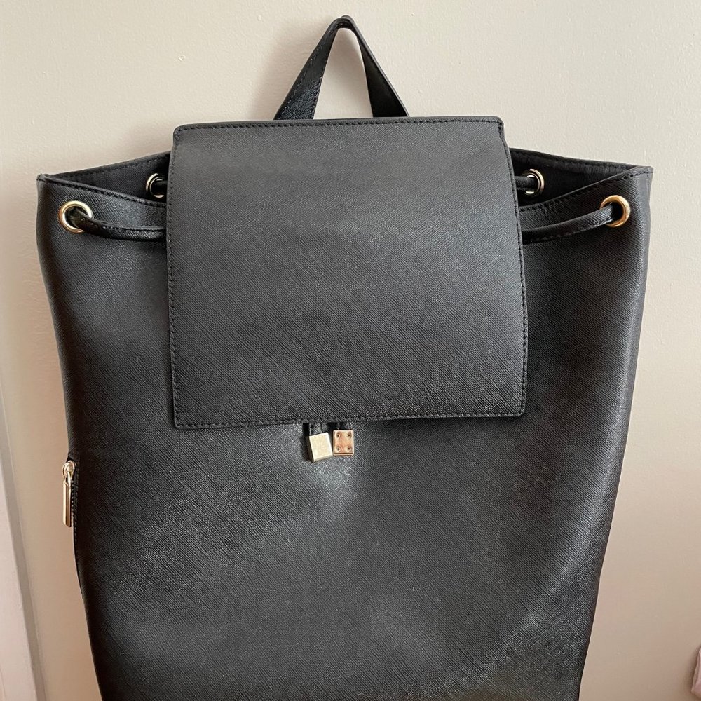 Black Leather Mini Backpack